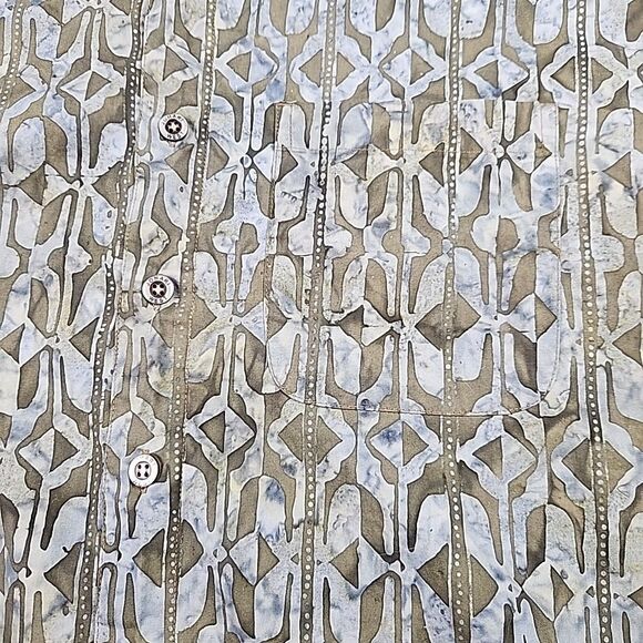 Johari West Mens Hawaiian Shirt XL Batik Button Down Shirt Short Sleeve Cotton - Picture 3 of 9